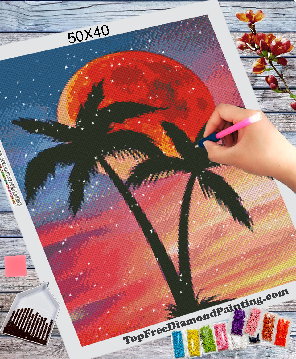 Palms and Sunset Diamond Painting Kit
