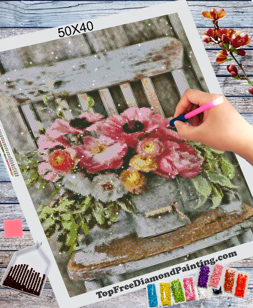 Beautiful Flowers in Delicate Colors Diamond Painting Kit
