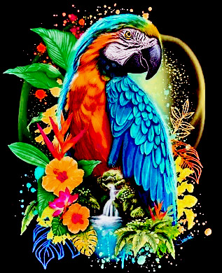Parrot With Flowers Diamond Painting Kit
