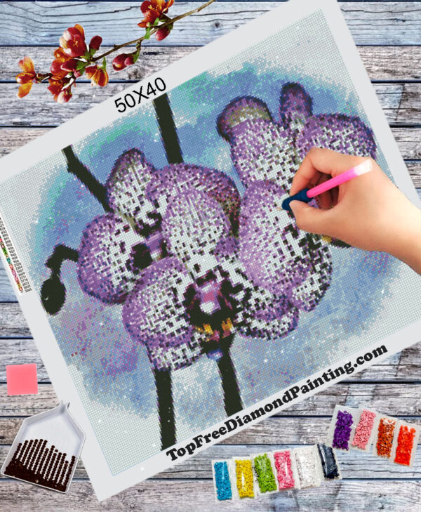The Most Beautiful Orchid Diamond Painting Kit orchid in purple dots topfreediamondpainting