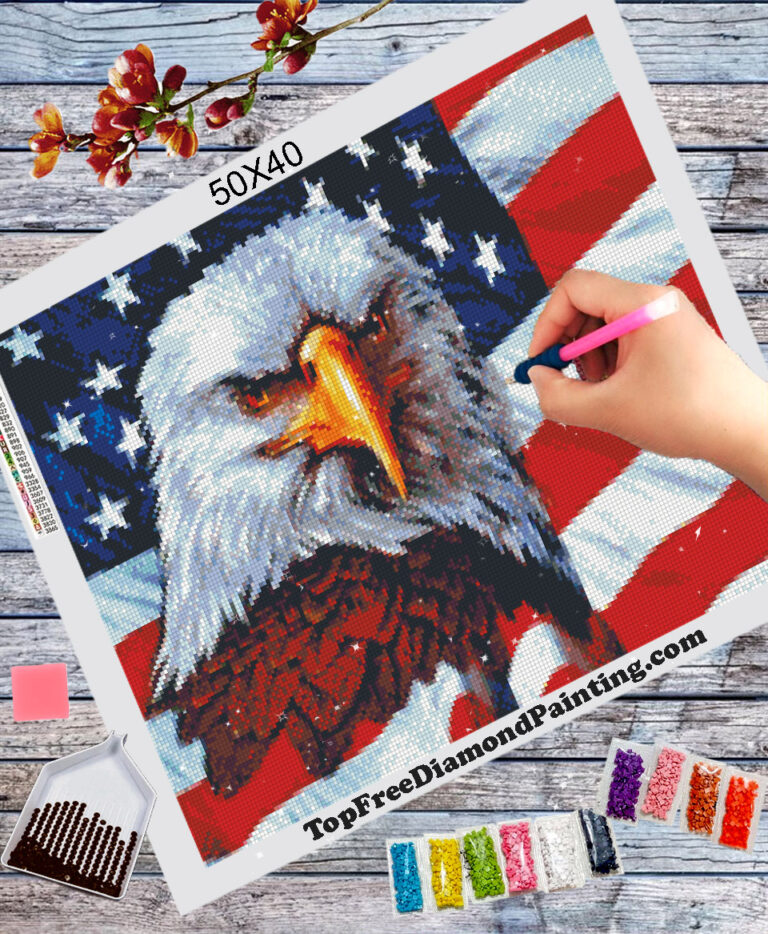The United States Flag And Eagle Diamond Painting Kit Topfreediamondpainting American flag